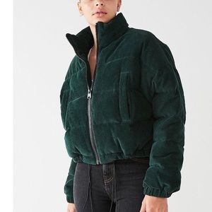 Urban outfitters green corduroy puffer jacket